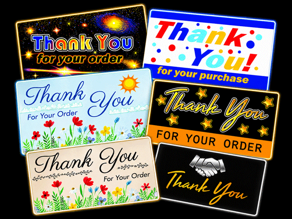 Collection of positive feedback thank you cards for online sellers